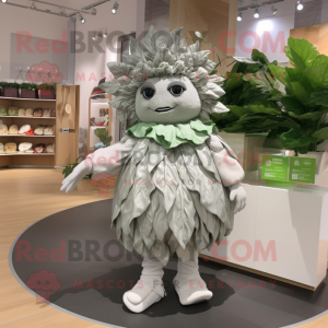 Silver Cabbage leaf mascot costume character dressed with Romper and Clutch bags