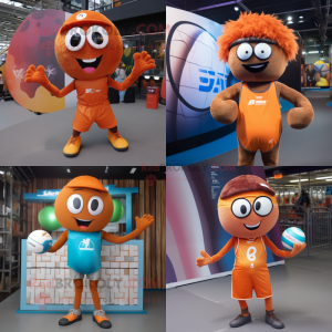 Rust handball ball mascot costume character dressed with Bikini and Beanies