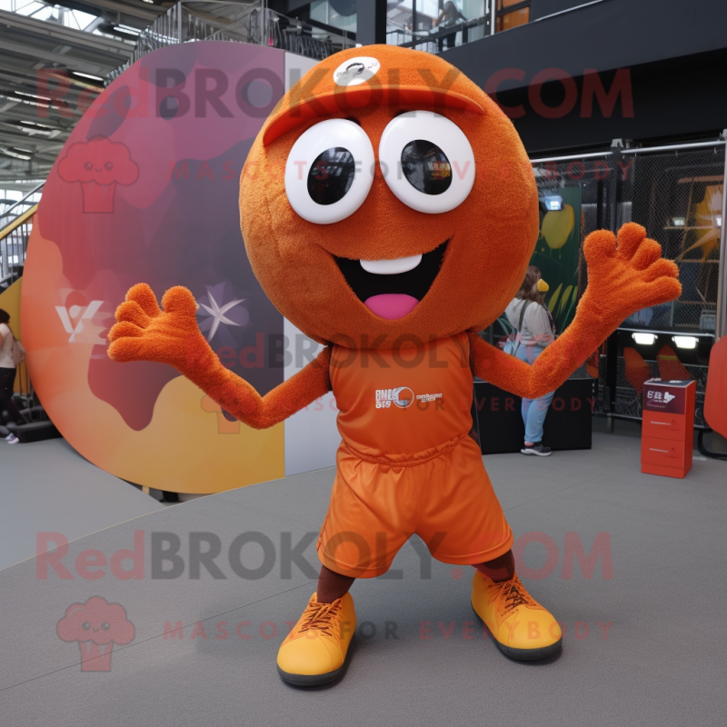 Rust handball ball mascot costume character dressed with Bikini and Beanies