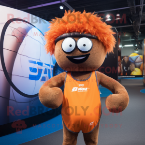 Rust handball ball mascot costume character dressed with Bikini and Beanies