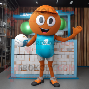 Rust handball ball mascot costume character dressed with Bikini and Beanies