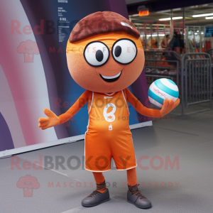 Rust handball ball mascot costume character dressed with Bikini and Beanies