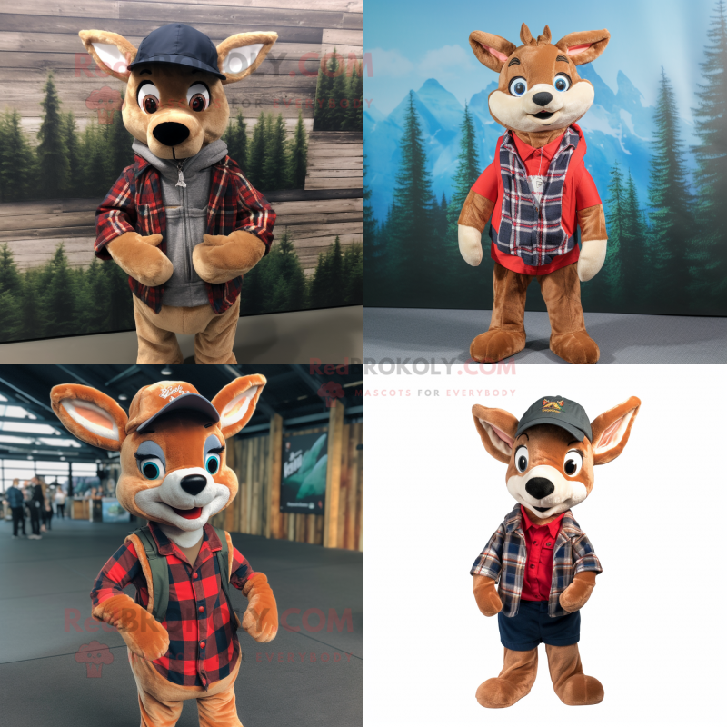 nan roe deer mascot costume character dressed with Flannel Shirt and Beanies nan roe deer mascot costume character dressed with Flannel Shirt and Beanies