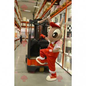 Mascot brown ants in red overalls - Redbrokoly.com