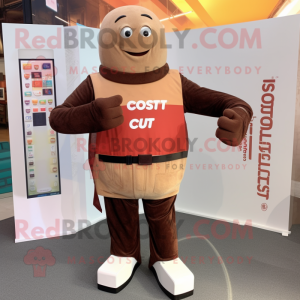 Rust chocolate bars mascot costume character dressed with Corduroy Pants and Smartwatches