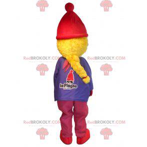 Mascot niña rubia en traje de esquí - Redbrokoly.com