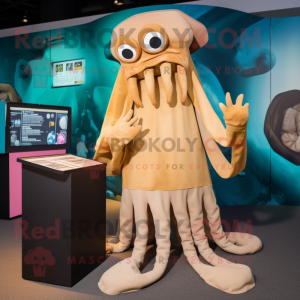 Tan kraken mascot costume character dressed with Culottes and Watches