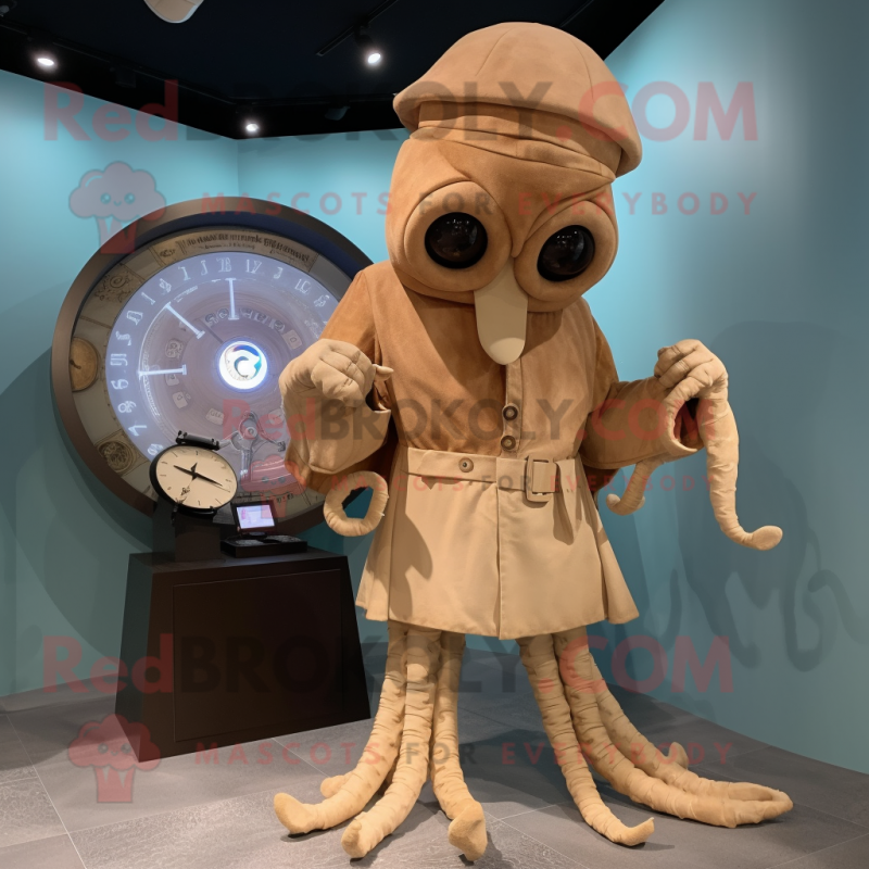 Tan kraken mascot costume character dressed with Culottes and Watches Tan kraken mascot costume character dressed with Culottes and Watches