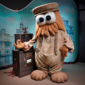 Tan kraken mascot costume character dressed with Culottes and Watches