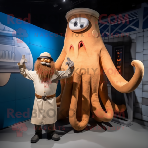 Tan kraken mascot costume character dressed with Culottes and Watches