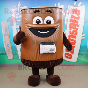 Brown BBQ Ribs mascot costume character dressed with Skirt and Wallets