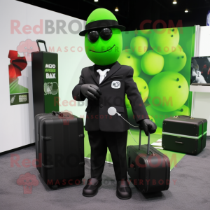 Green Grenade mascot costume character dressed with Tuxedo and Briefcases