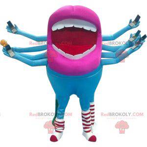 Blue and pink alien mouth mascot - Redbrokoly.com