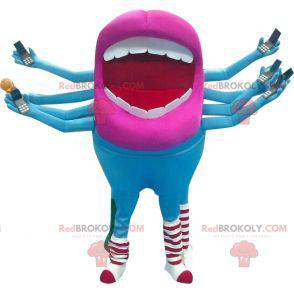 Blue and pink alien mouth mascot - Redbrokoly.com