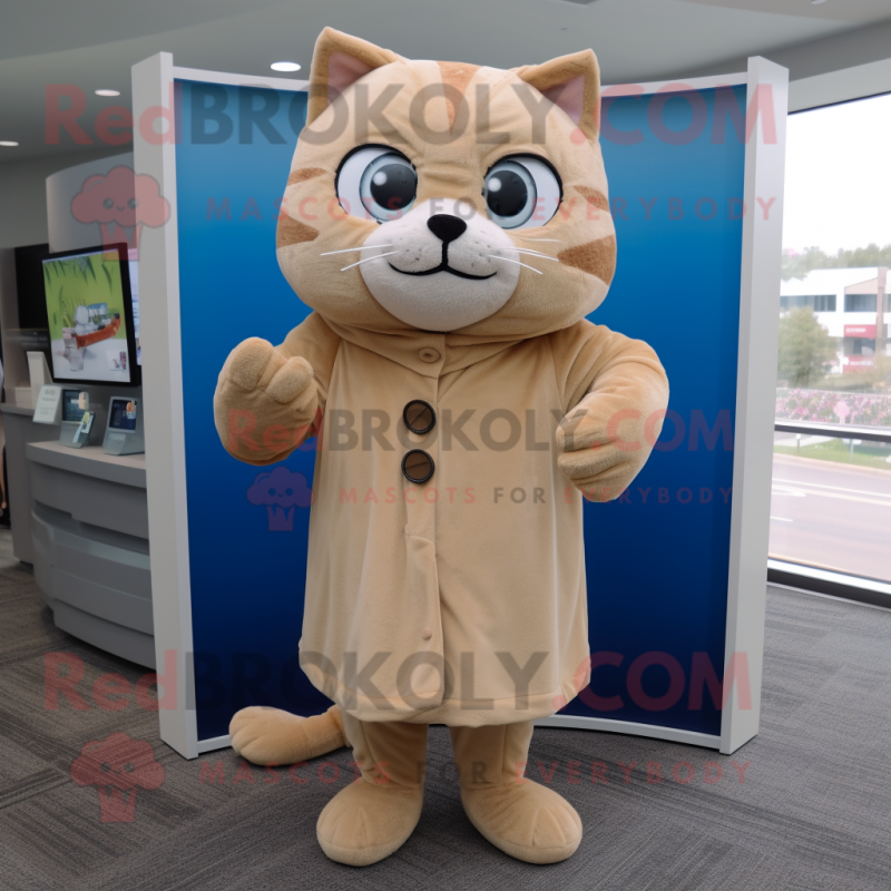 Tan Cat mascot costume character dressed with Cover-up and Cufflinks