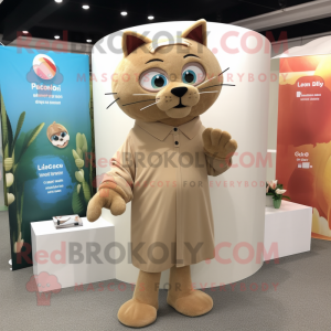 Tan Cat maskot drakt figur...