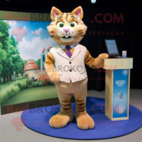 Tan Cat mascot costume character dressed with Cover-up and Cufflinks