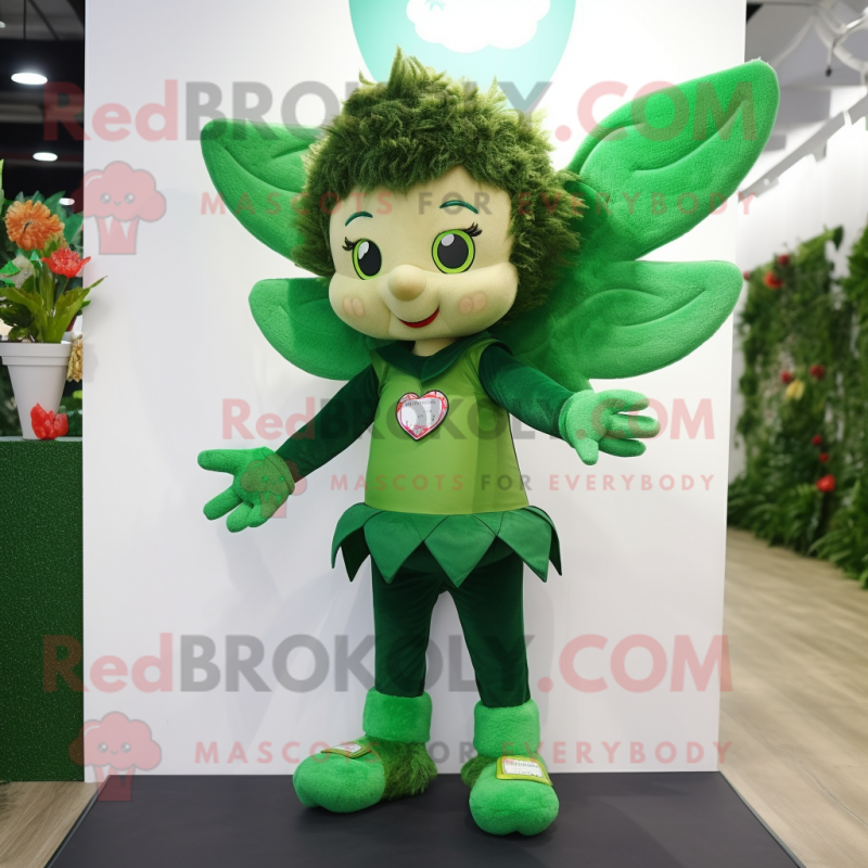 Forest Green Cupid mascot costume character dressed with Playsuit and Brooches Forest Green Cupid mascot costume character dressed with Playsuit and Brooches