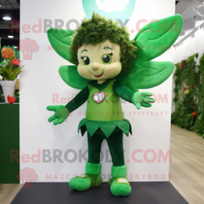 Forest Green Cupid mascot costume character dressed with Playsuit and Brooches
