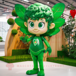 Forest Green Cupid mascot costume character dressed with Playsuit and Brooches