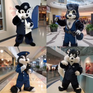 Navy Skunk mascot costume character dressed with Coat and Watches