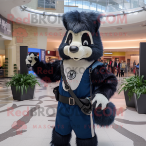 Navy Skunk mascot costume character dressed with Coat and Watches