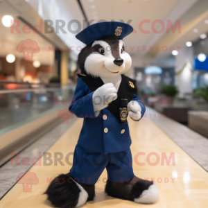 Navy Skunk mascot costume character dressed with Coat and Watches