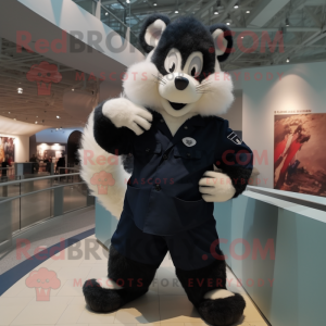 Navy Skunk mascot costume character dressed with Coat and Watches