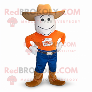 Orange Beef Stroganoff mascot costume character dressed with Bootcut Jeans and Caps