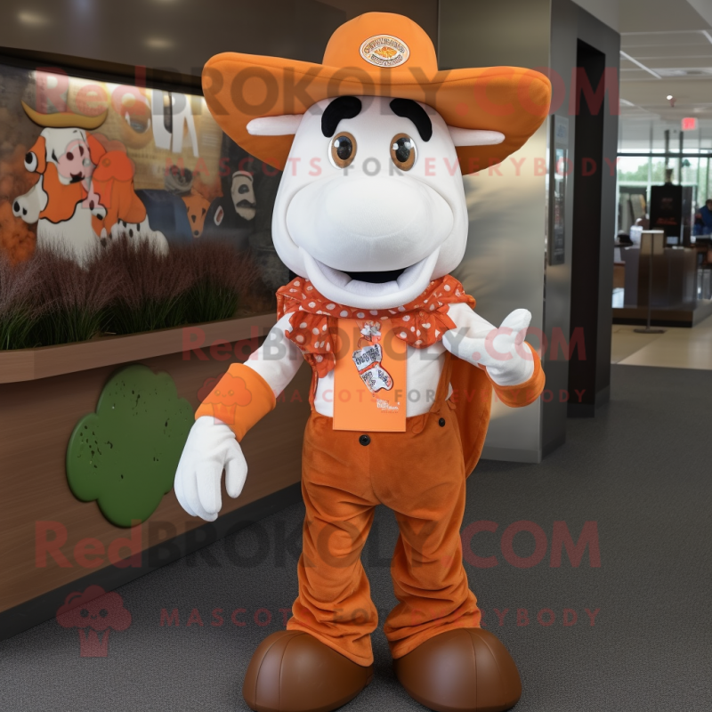 Orange Beef Stroganoff mascot costume character dressed with Bootcut Jeans and Caps