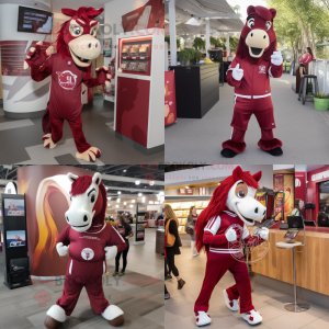 Maroon Horse maskot kostume...