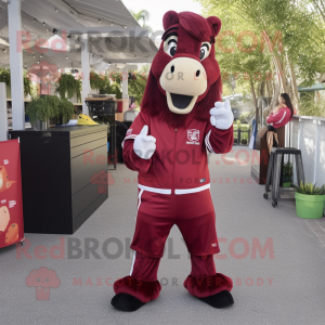 Maroon Horse maskot kostume...