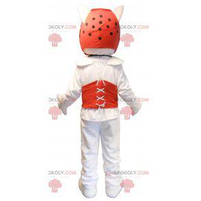 Vit hundmaskot i taekwondo-outfit - Redbrokoly.com