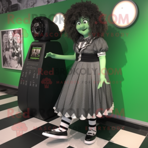 Gray Irish dancing shoes mascot costume character dressed with Maxi Dress and Watches