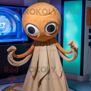 Brauner Oktopus Maskottchen...