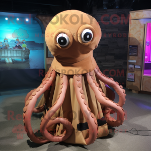 Tan Octopus maskot kostym...