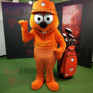 Orange Golf bag mascot costume character dressed with Long Sleeve Tee and Wraps