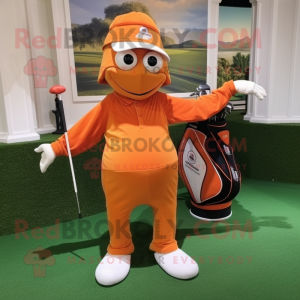 Orange Golf bag mascot costume character dressed with Long Sleeve Tee and Wraps