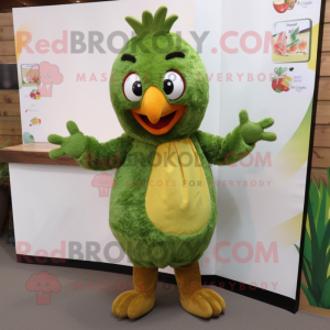 Olive Tandoori Chicken mascot costume character dressed with Playsuit and Hair clips