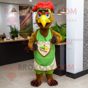 Olive Tandoori Chicken mascot costume character dressed with Playsuit and Hair clips