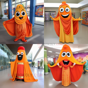 Orange Enchiladas mascot costume character dressed with Evening Gown and Scarf clips