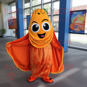 Orange Enchiladas mascot costume character dressed with Evening Gown and Scarf clips