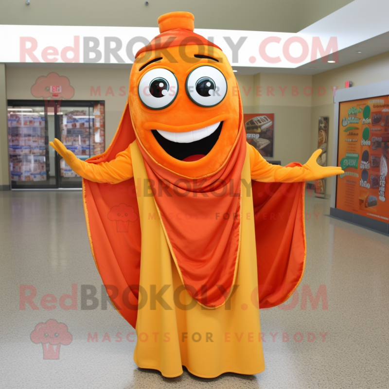 Orange Enchiladas mascot costume character dressed with Evening Gown and Scarf clips