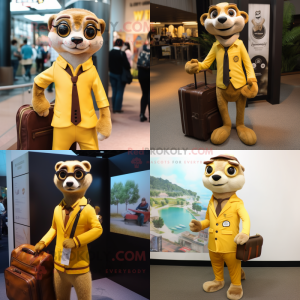 Gold Meerkat maskot kostume...