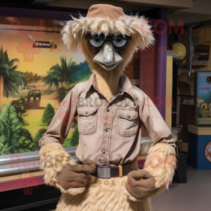 Tan Emu maskot kostym...