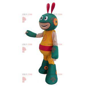 Mascote robô alienígena verde e amarelo - Redbrokoly.com