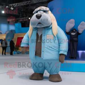 Sky Blue Walrus maskot...