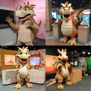 Tan Dragon mascotte kostuum...