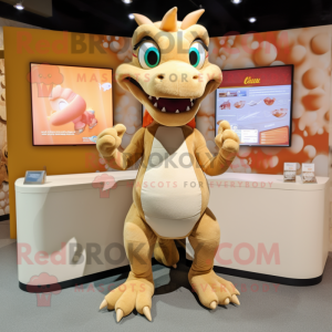 Tan Dragon maskot kostume...