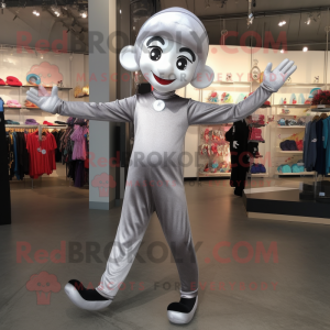 Silver Acrobat mascot costume character dressed with Dress and Beanies